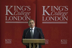 U.S. Defense Secretary Leon E. Panetta speaks at Kings College in London, Jan. 18, 2013. DOD photo by Erin A. Kirk-Cuomo