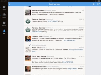 Search for Land Warfare on Twitter for iPad