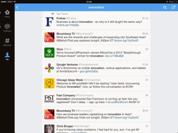 Search for #Innovation on Twitter for iPad