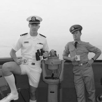 LT Alex Smith and LT Rob Kelly aboard USS Milius in 2010.