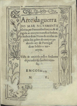 Frontispiece of the original “Arte da Guerra do Mar” (1555), by Fernando de Oliveira.