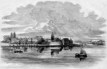 General View of the Naval Academy, Annapolis, Maryland, a wood engraving after a drawing by W. R. Miller 