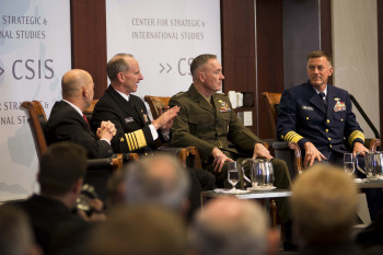 The CNO and his maritime counterparts at the rollout of the new maritime strategy