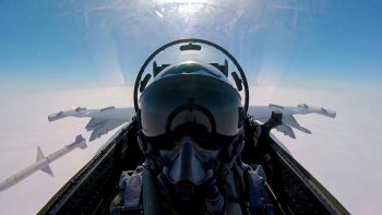Cockpit view of an Australian EA-18G Growler off the West Coast of California, Pacific Ocean, August, 2016. Courtesy FLTLT Todd "Woody" Woodford.
